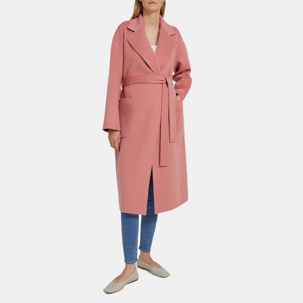 NWT $895 Theory Double-Face Wool-Cashmere Robe Coat